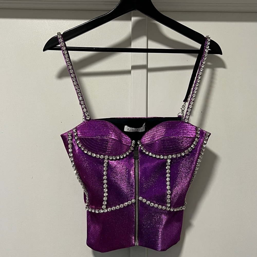 AREA lame corset top